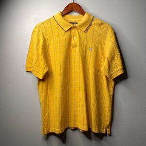 Y2K vintage yellow with black and white checkered stripes by Chaps polo